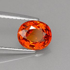 Granada espessartita laranja natural 1,61ct, corte oval, VVS-VS