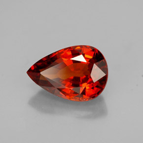 Granada espessartita laranja natural 1,46ct, formato de pêra, VVS-VS