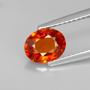 Granada espessartita laranja natural 1,29ct, corte oval, VVS-VS