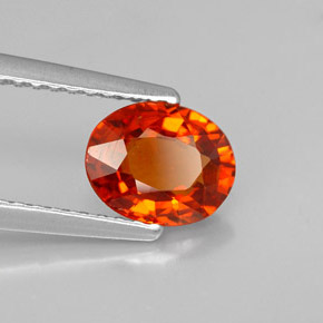 Granada espessartita laranja natural 1,29ct, corte oval, VVS-VS