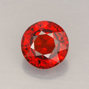Granada espessartita Laranja vermelha Natural 1.60ct, Corte Redondo, VVS-VS