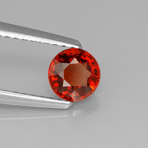 Granada espessartita laranja natural 0,80ct, corte redondo, VVS