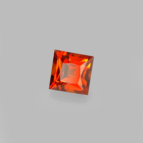 Granada espessartita laranja natural 0,53ct, quadrado, VVS