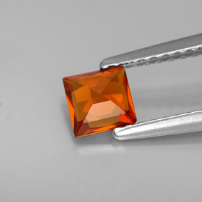 Granada espessartita laranja natural 0,62ct, quadrado, VVS-VS