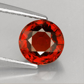 Granada espessartita laranja natural 1,42ct, corte redondo, VVS