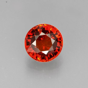 Granada espessartita laranja natural 1,43ct, corte redondo, VVS