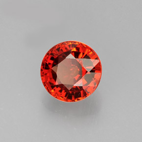 Granada espessartita laranja natural 1,43ct, corte redondo, VVS