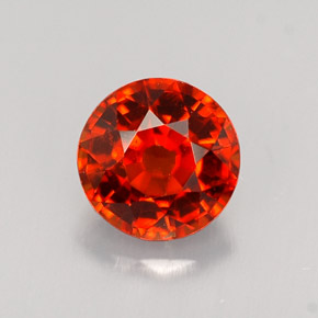 Granada espessartita laranja avermelhado natural 1,37ct, corte redondo, VVS