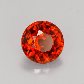 Granada espessartita laranja avermelhado natural 1,37ct, corte redondo, VVS