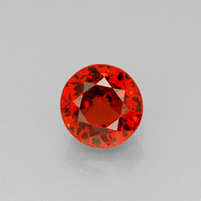 Granada espessartita laranja natural 1,34ct, corte redondo, VS