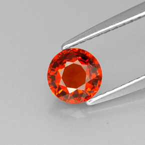 Granada espessartita laranja natural 0,83ct, corte redondo, VVS
