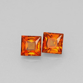 Pedras preciosas de granada espessartita laranja natural de  ct, quadrado, VVS-VS