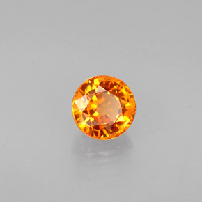 Granada espessartita laranja natural 0,63ct, corte redondo, VVS