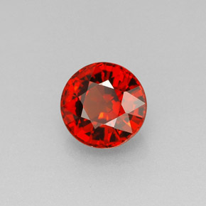 Granada espessartita laranja natural 1,26ct, corte redondo, VS