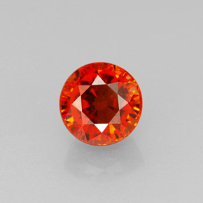 Granada espessartita laranja natural 1,30ct, corte redondo, VVS-VS