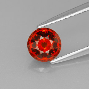 Granada espessartita laranja natural 0,98ct, corte redondo, VVS-VS