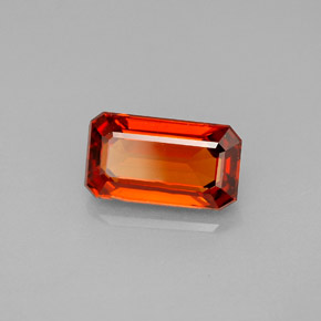 Granada espessartita laranja natural 2,38ct, corte esmeralda, VS