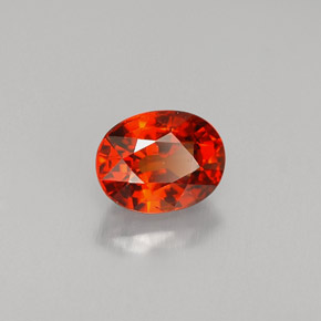 Granada espessartita Laranja vermelha Natural 1.29ct, Corte Oval, VVS-VS