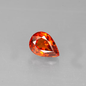 Granada espessartita laranja natural 1,39ct, formato de pêra, VS-SI