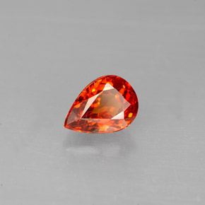Granada espessartita laranja natural 1,39ct, formato de pêra, VS-SI
