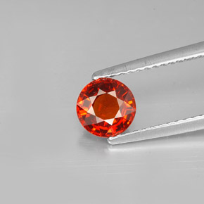 Granada espessartita laranja natural 1,24ct, corte redondo, VVS-VS