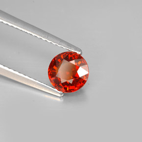 Granada espessartita laranja natural 1,24ct, corte redondo, VVS-VS