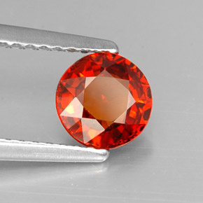 Granada espessartita laranja natural 1,10ct, corte redondo, VS