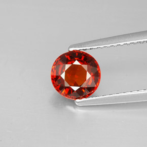 Granada espessartita vermelho natural 1,38ct, corte redondo, VS