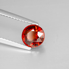 Granada espessartita vermelho natural 1,38ct, corte redondo, VS