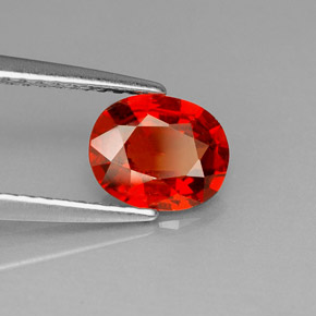 Granada espessartita laranja natural 1,25ct, corte oval, VS-SI