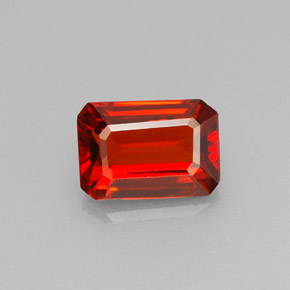 Granada espessartita laranja natural 1,60ct, corte esmeralda, VVS-VS