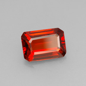 Granada espessartita laranja natural 1,60ct, corte esmeralda, VVS-VS