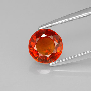 Granada espessartita laranja natural 1,28ct, corte redondo, VS-SI