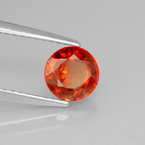 Granada espessartita laranja natural 1,28ct, corte redondo, VS-SI