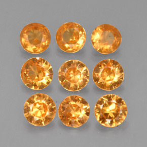 Pedras preciosas de granada espessartita laranja natural de  ct, corte redondo, VS