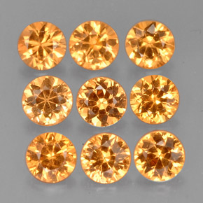 Pedras preciosas de granada espessartita laranja natural de  ct, corte redondo, VVS-VS