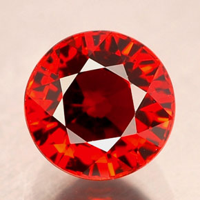 Granada espessartita vermelho natural 1,39ct, corte redondo, VVS