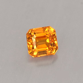 Granada espessartita laranja natural 0,41ct, corte esmeralda, VS