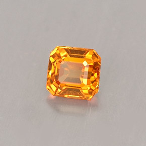 Granada espessartita laranja natural 0,41ct, corte esmeralda, VS