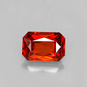Granada espessartita laranja natural 1,53ct, corte esmeralda, VVS-VS