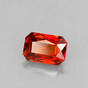 Granada espessartita laranja natural 1,53ct, corte esmeralda, VVS-VS