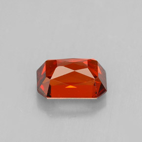 Granada espessartita laranja natural 1,53ct, corte esmeralda, VVS-VS