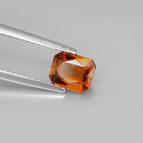 Granada espessartita laranja natural 1,09ct, corte esmeralda, VVS-VS