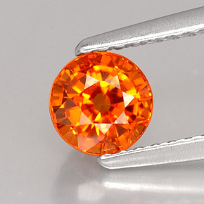 Granada espessartita laranja natural 1,07ct, corte redondo, VS