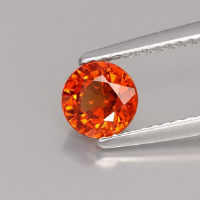 Granada espessartita laranja natural 1,22ct, corte redondo, VS