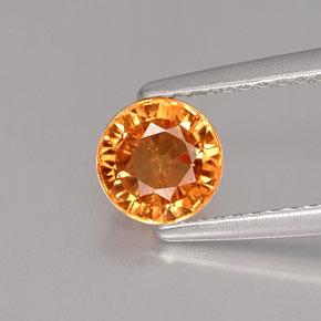 Granada espessartita laranja natural 1,19ct, corte redondo, VS