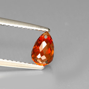 Granada espessartita laranja natural 1,36ct, briolete, VVS-VS