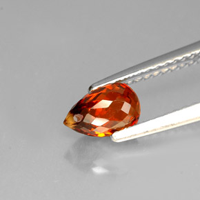 Granada espessartita laranja natural 1,36ct, briolete, VVS-VS