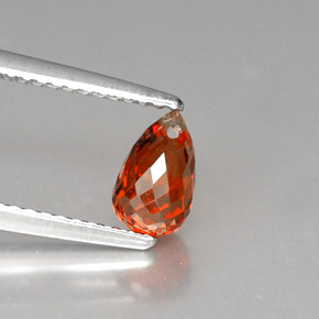 Granada espessartita laranja natural 1,28ct, briolete, VS