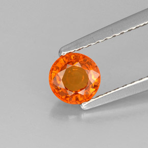 Granada espessartita laranja natural 0,71ct, corte redondo, VS